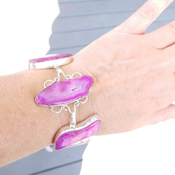 New Slice Crystal Druzy Sterling Silver Bracelet - Picture 2 of 8